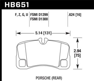 Porsche 911 GT3 CUP Brake Pads - Rear - Hawk Performance - DTC-70 Race - `07-`08 Porsche 911 GT3 CUP Brake Pads - Rear - Hawk Performance - DTC-70 Race - `07-`08